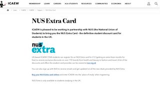 NUS Extra Card | Student offers | Student support | ICAEW