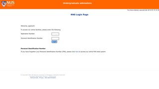 RNS Login Page - NUS