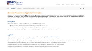 Application Information - NUS Science