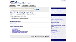 Education Records System (EduRec) - askstudentservice.nus.edu.sg