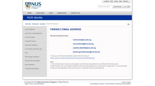 Friendly Email Address - NUS