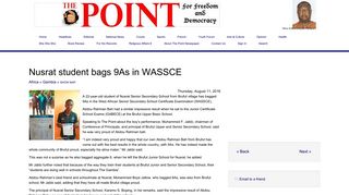 Nusrat student bags 9As in WASSCE - The Point Newspaper, Banjul ...