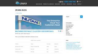 Nutanix Default Cluster Credentials - Zeara