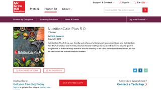NutritionCalc Plus 5.0 - McGraw-Hill Education