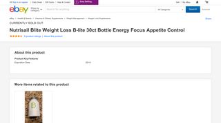 Nutrisail Blite Weight Loss B-lite 30ct Bottle Energy Focus Appetite ...