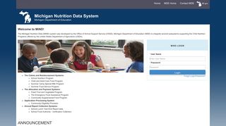 MiND - Michigan Nutrition Data System - MDE Programs