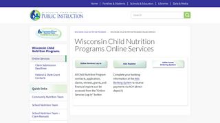 Wisconsin Child Nutrition Programs Online Services | Wisconsin ...