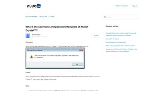 What's the username and password template of NUUO Crystal ...