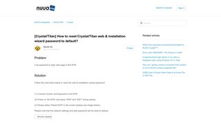 [Crystal/Titan] How to reset Crystal/Titan web ... - NUUO eHelpdesk