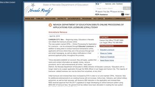 OPAL - Nevada Department of Education - State of Nevada