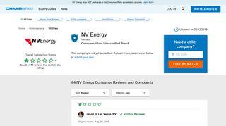Top 64 Reviews and Complaints about NV Energy