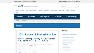 2018 Summer School Information | Clark County School District