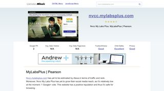 Nvcc.mylabsplus.com website. MyLabsPlus | Pearson.