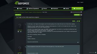 Can't login to the nvidia experience program. - GeForce Forums