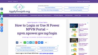 How to Login or Use N Power NPVN Portal - npvn.npower.gov.ng ...