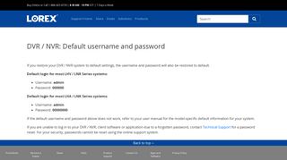 DVR / NVR: Default username and password - Lorex Support - Article ...