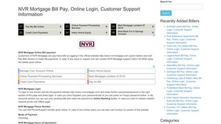 NVR Mortgage Bill Pay, Online Login, Customer Support Information