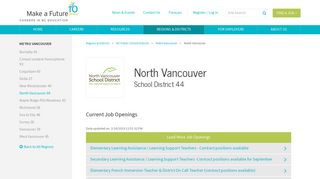 North Vancouver School District 44 - Careers | Make a Future