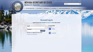 Nevada Secretary of State : Account Log In