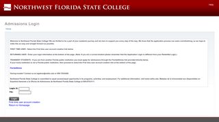 Admissions Login - Northwest Florida State College