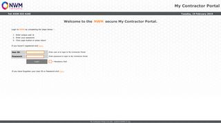 NWM - My Contractor Portal Login Page - UK.COM
