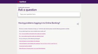 Having problems logging in to Online Banking? - NatWest