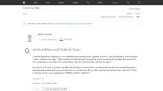 safari problems with Natwest login - Apple Community - Apple ...