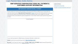 Nwp Services Corporation Login, Bill Payment & Customer Support ...