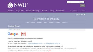 Student Email | Information Technology | Services | NWU | North-West ...