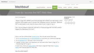 How do I access the NXT Web View - Blackbaud Knowledgebase