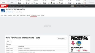 New York Giants Transactions - 2018 | ESPN - ESPN.com
