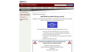 TEACH Resources: Add TEACH to another NY.gov account :OTI:NYSED