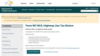 Form MT-903, Highway Use Tax Return
