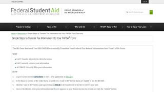 IRS Data Retrieval Tool - Federal Student Aid - ED.gov