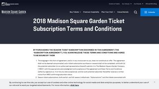 2018 MSG Ticket Subscription Terms & Conditions - MSG.com