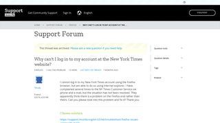 Why can't I log in to my account at the New York Times website ...