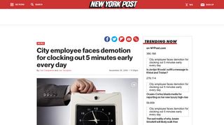 City employee faces demotion for clocking out 5 minutes early every day
