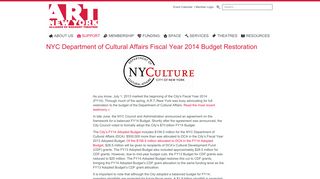 NYC Department of Cultural Affairs Fiscal Year 2014 Budget ...