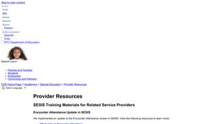 SESIS Training Materials for Related Service Providers - Provider ...