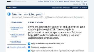 Summer Youth Employment Program (SYEP) – ACCESS NYC