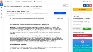 NYCAPS Health Benefits Enrollment Form Checklist - studylib.net