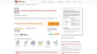 Changing Health Plan On Nycaps - Fill Online, Printable, Fillable ...
