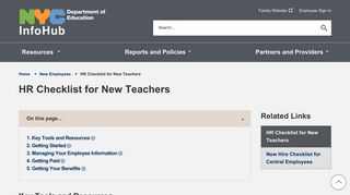 HR Checklist for New Teachers - InfoHub