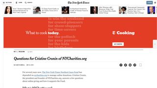 Questions for Cristine Cronin of NYCharities.org - The New York Times