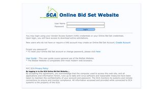 SCA Online Bid Sets Login