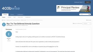 Nyc Trs Tax-Deferred Annuity Question - 403(b) Forum - bWise ...