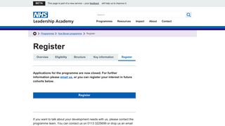 Register - NHS Leadership Academy