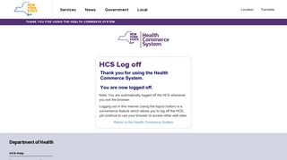HCS Help - Log on to the Health Commerce System