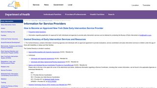 Information for Service Providers - New York State Department of Health