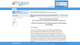 NYEIS Provider Electronic 837 Billing Companion Guide Updated and ...